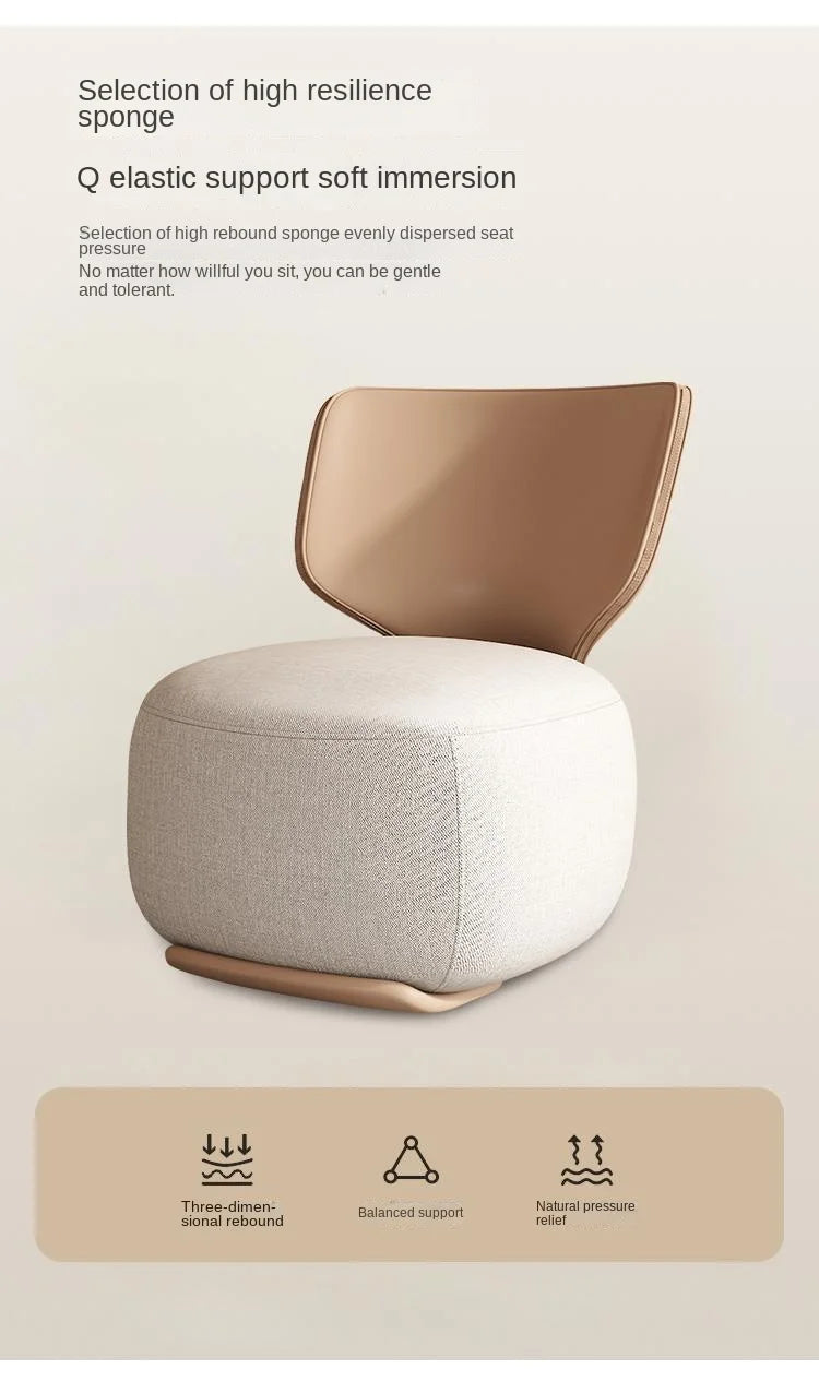 Log Light Luxury First Class Cabin Lounge Sofa Chair Nordic Living Room  Fabric Low Stool Balcony Leisure Armchair 2023 New