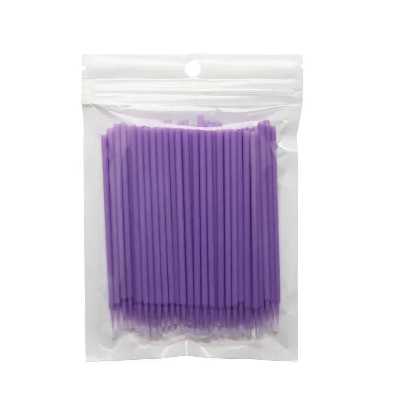 100PCS  For Eyelash Extension Tools Disposable MicroBrush Eyelashes Extension Individual Lash Removing Swab Micro Brush