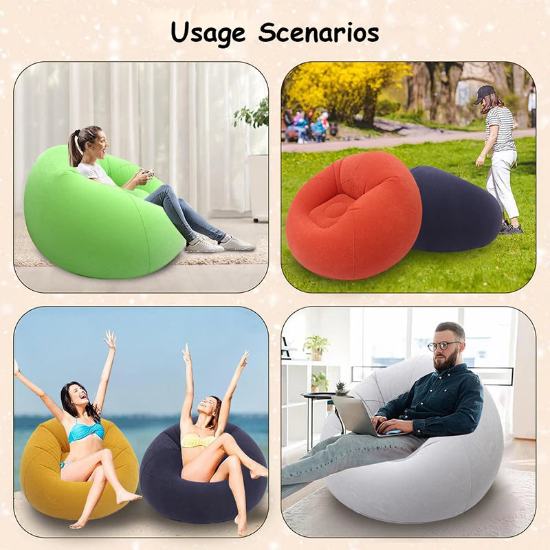 Inflatable Lazy Sofa Folding Portable Pvc Inflatable Air Chair for Living Room Outdoor Camping Convenient Beach Lounge Chair