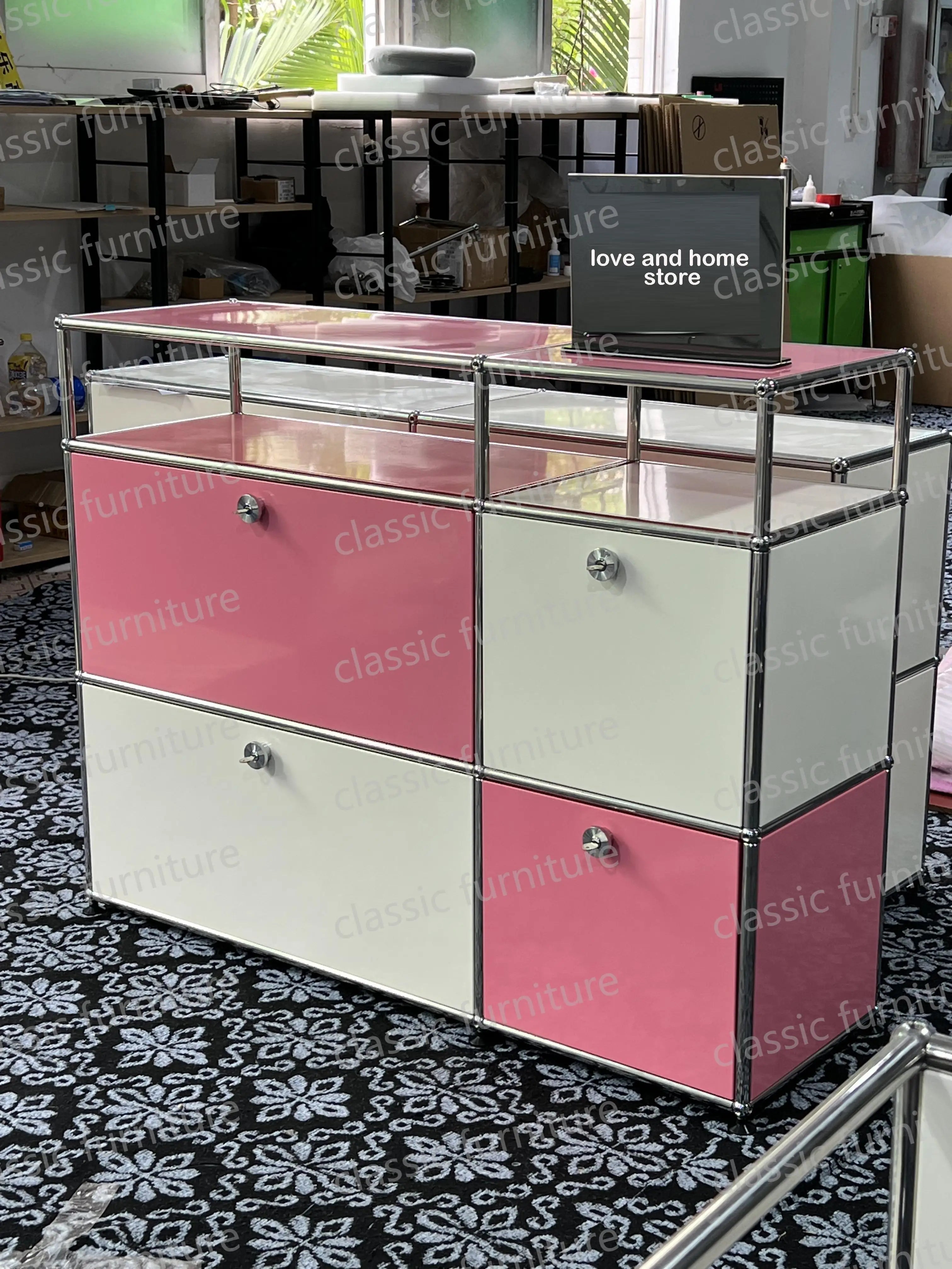 Modular Module Furniture Magazine CD Display Customized Metal Stainless Steel Cabinet  Storage  Sideboard Shelf DIY Living Room