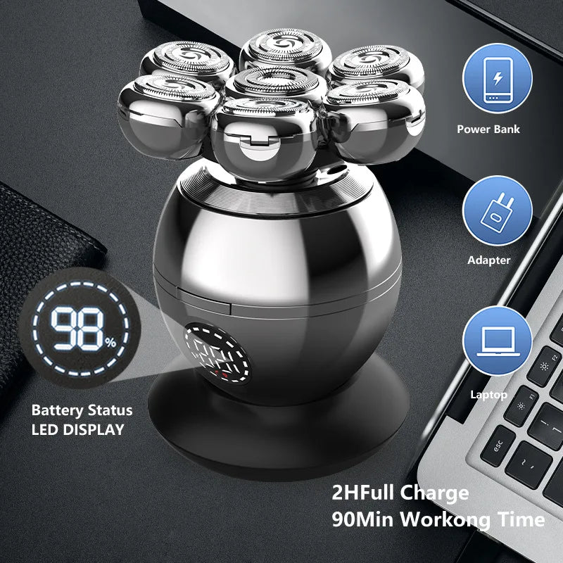 Electric Shaver 7D Floating Cutter Head Base Charging Portable Men Beard Trimmer Clipper Rechargeable Bald Head Electric Razor