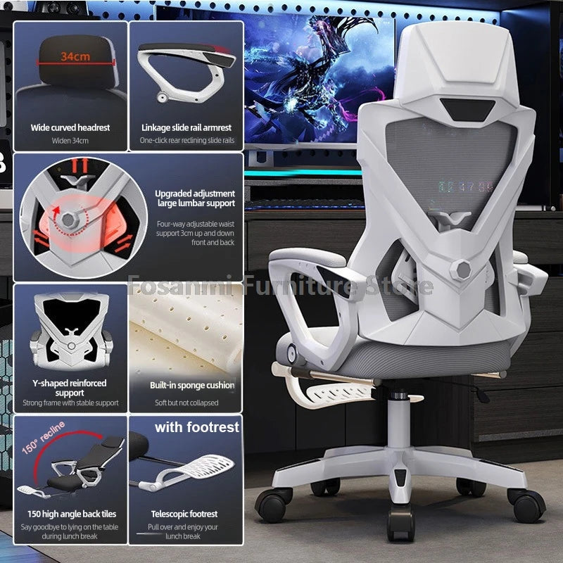 Breathable High Elastic Mesh Office Chair Comfortable Gaming Computer Chairs Adjustable Home Gamer Desk Swivel Chair Reclining