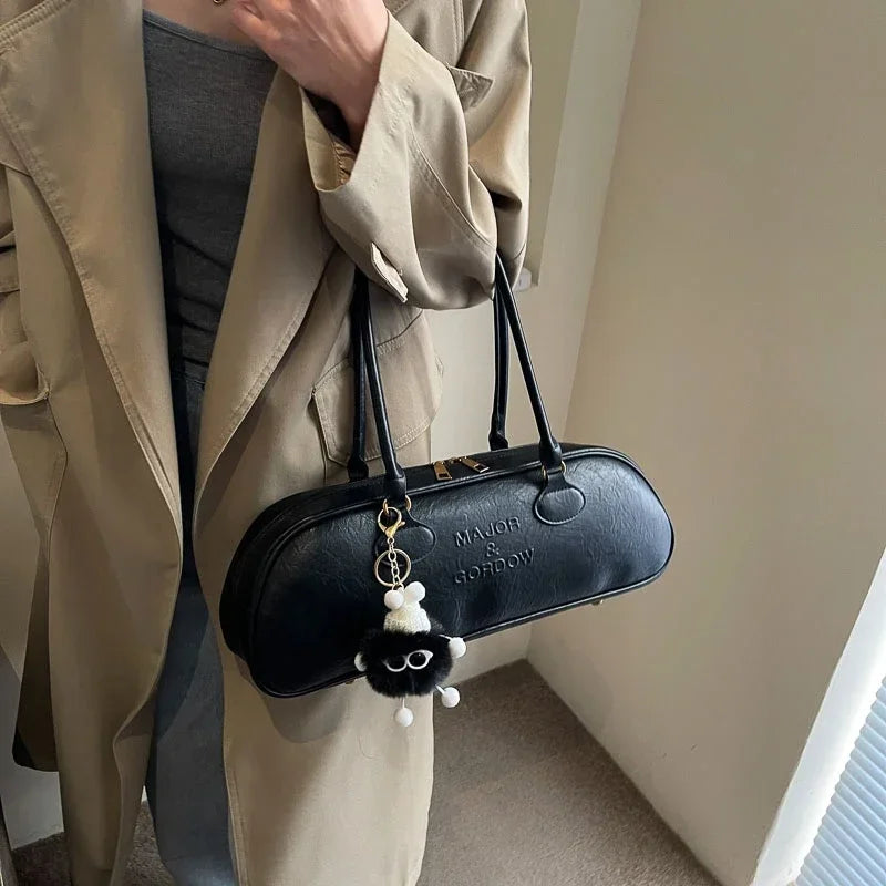 Pu Solid Sewing Zipper Shoulder Bags Soft Baguette Type 2024 High Quality Bags for Women Large Capacity Women's Handbags