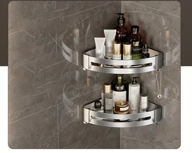 1 Piece Of White Storage Rack For Bathroom Storage Bathroom Partition Wall Mounted Triangular Square Bathroom Accessory