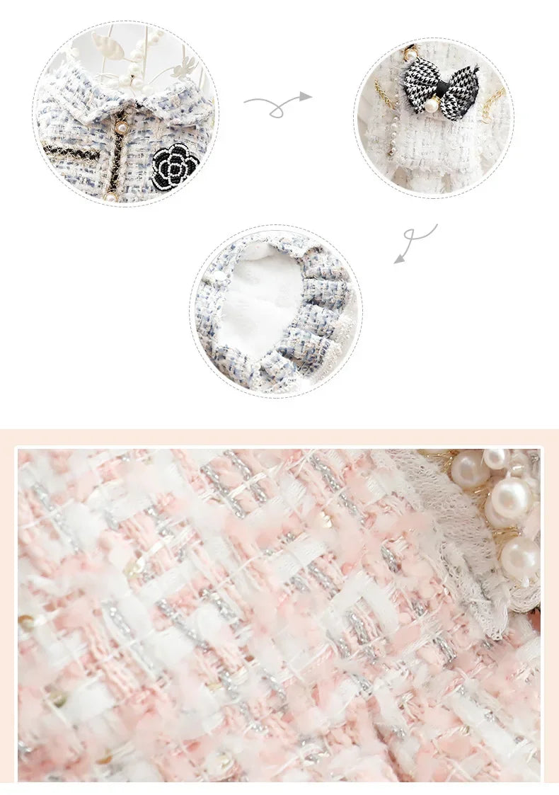 NEW Winter Cat Dog Dress Luxury Princess Wedding Puppy Costume Pomeranian Poodle Schnauzer Doggie Apparel Dresses with Dog Bag