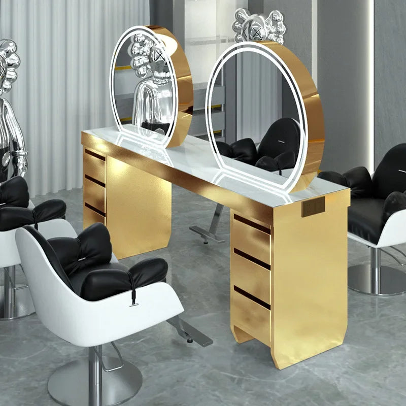 Barber shop hair salon special single and double-sided floor mirror table barber shop special hair mirror