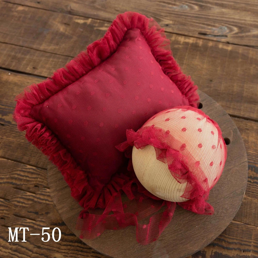 Newborn Photography Props Lace Hat+Pillow 2pcs/Set Baby Posing Props Up Pillows Studio 0-1 Month Infant Photoshoot Accessories