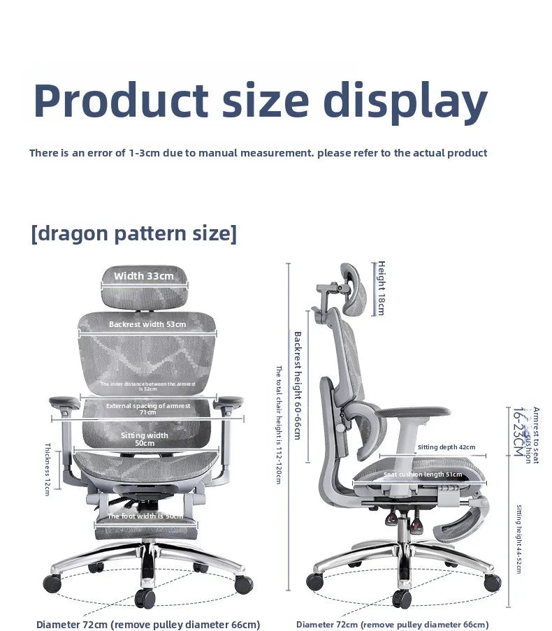 Ergonomic Computer Chair, Reclining Office Swivel Chair, Nylon Feet Four-Level Gas Rod