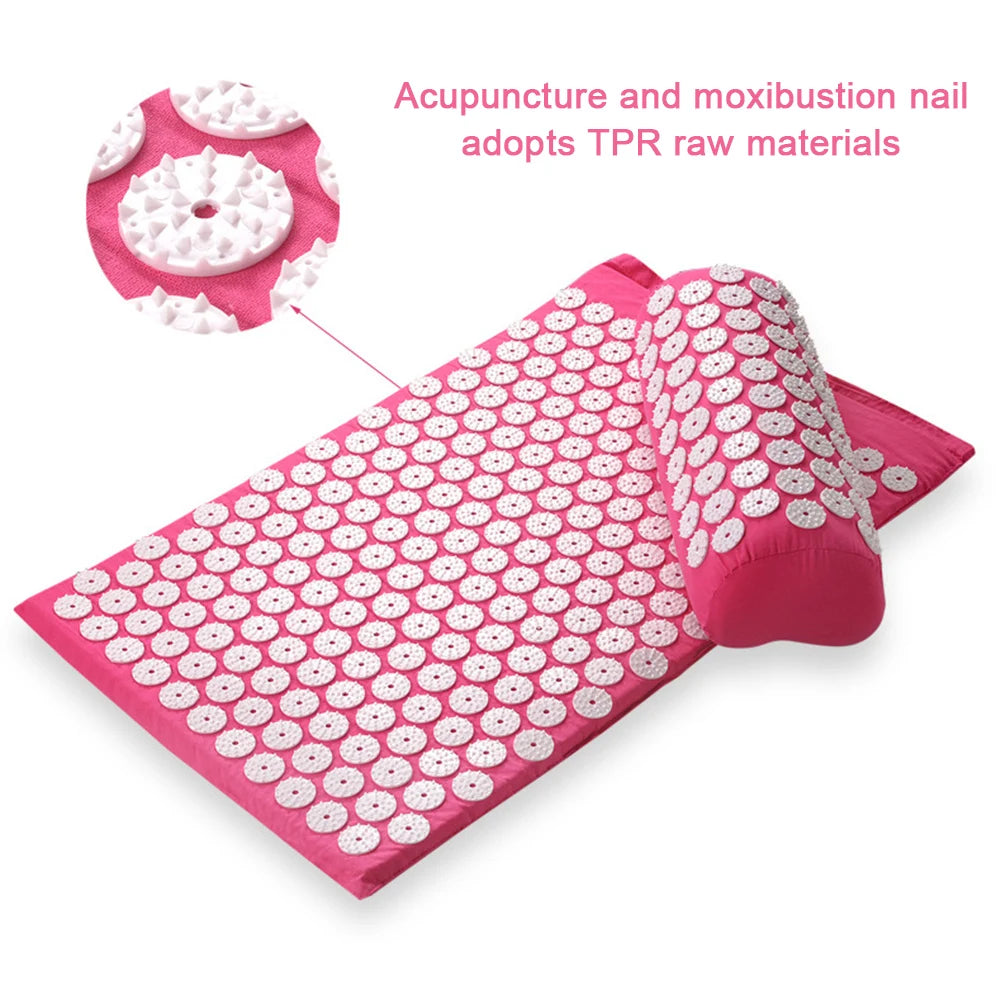 Acupressure Pillow With Storage Bag For Neck Back Foot Massage Pads Acupressure Mat Pillow Set Improves Bloods Circulation Mat