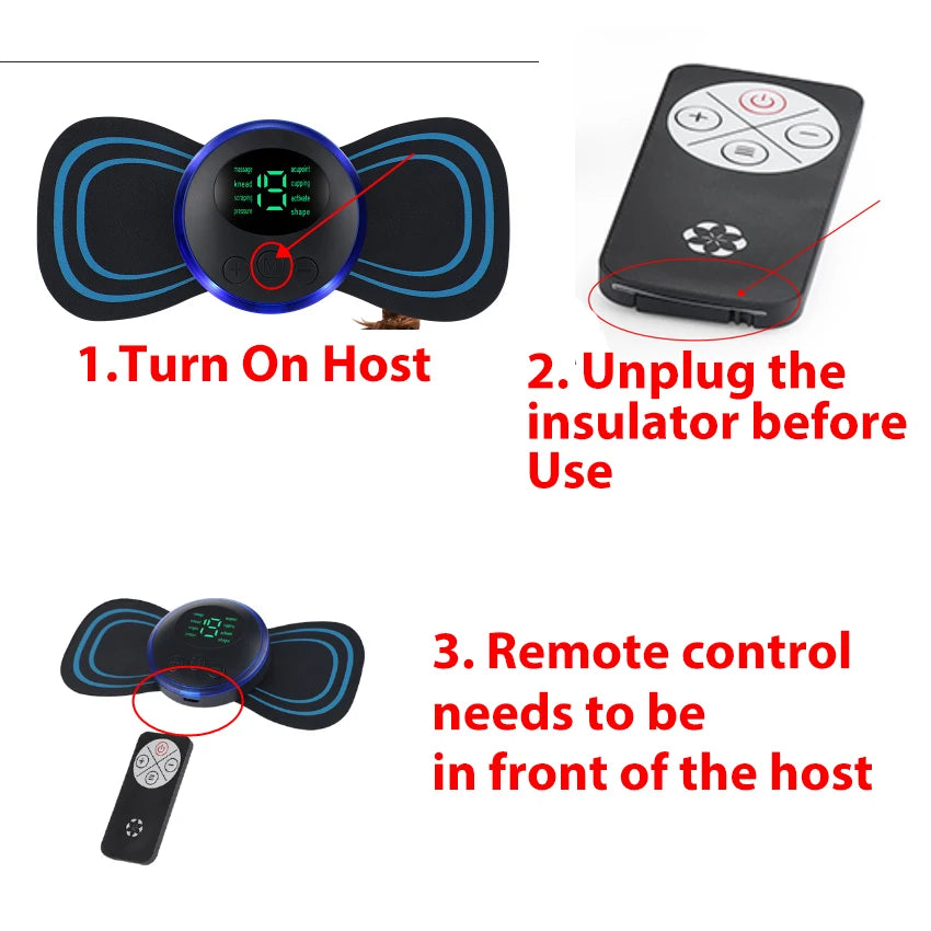 8 Modes Neck Massager Electric Back Shoulder Full Body Leg Massage Pad Remote Control Muscles Relax Fatigue Relief Patches Mini