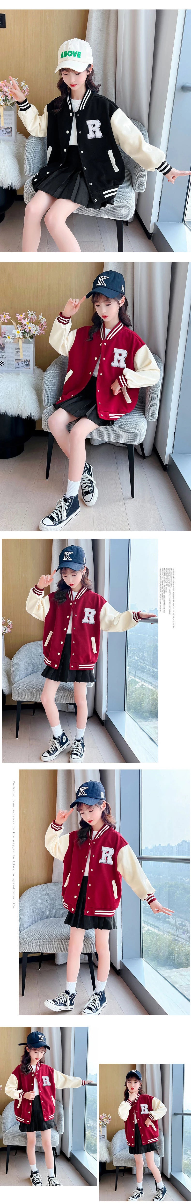 Teenage Girls Baseball Jackets For 5-14 Years Old Teens Clothes Children Sports Outerwear Coat Spring Autumn Fashion Boys Jacket
