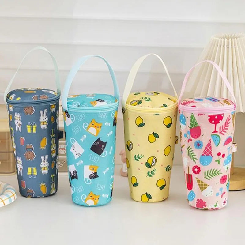 Portable Milk Tea Tote Bag Heat Preservation Bag Carrying Insulated Cup Cover Umbrella Bag Handbag Camping Drinkware Accessories