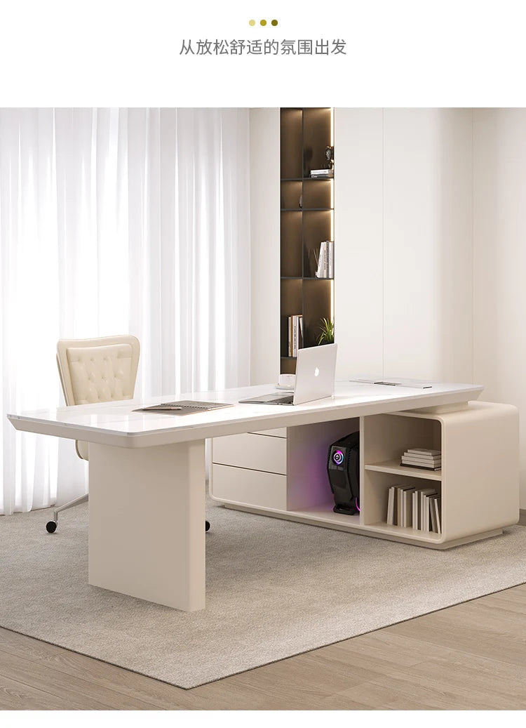 White minimalist office desk modern Elegant high-end design executive desk Mid century luxurymesa ordenador interior furniture