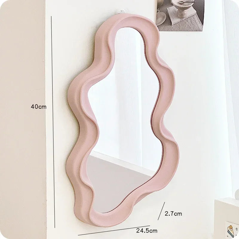 Wavy Wall Mirror Items Girls Small Floor Funky Cloud White Cute Mirror Men Nordic Korean Plastic Espelhos Home Decorations Cheap