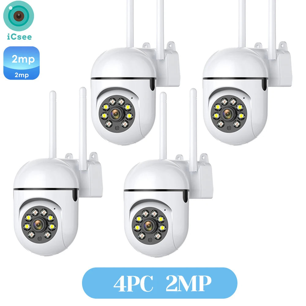 4MP Wifi Camera Outdoors 2K HD Security PTZ IP Camera AI Auto Detect Tracking Indoor Baby Night Color Camera Surveillance ICSee