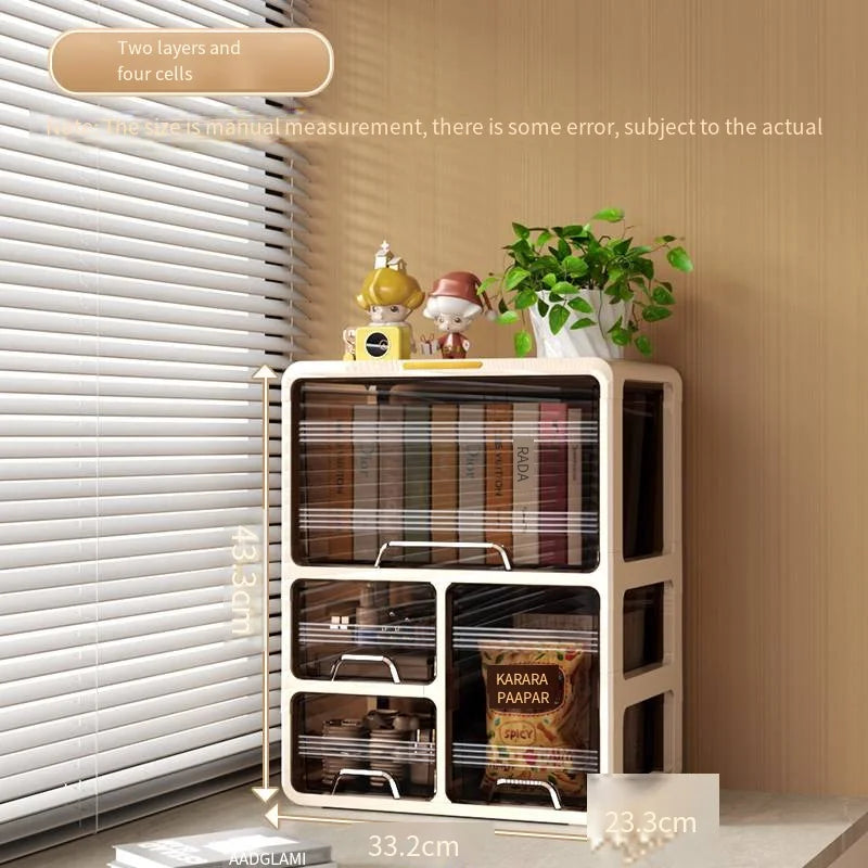 Window-side storage cabinet, transparent storage cabinet that doesn't require installation, large-capacity bedroom storage box