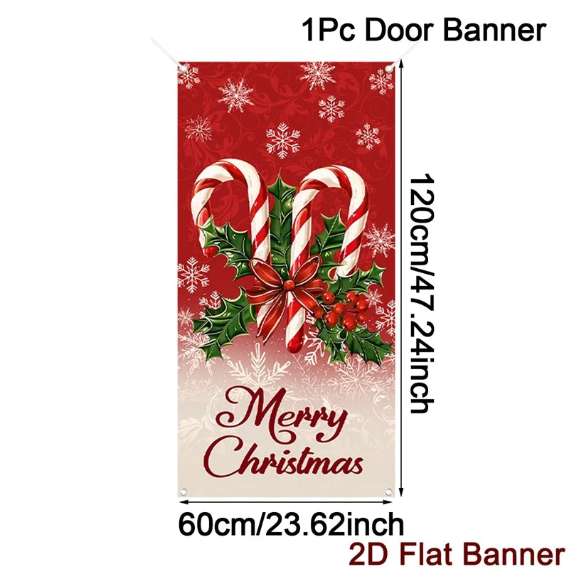 Merry Christmas Porch Door Banner Hanging Ornament Christmas Decoration For Home 2025 Xmas Flag Navidad Noel Gifts New Year 2026