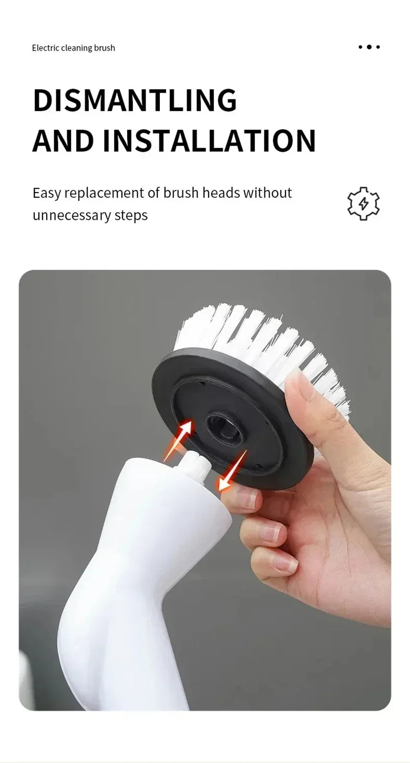 New 2000mAh 6-in-1 Electric Cleaning BrushWireless Electric Rotary Clean Brush Shower Clean Brush Kitchen Bathroom Home