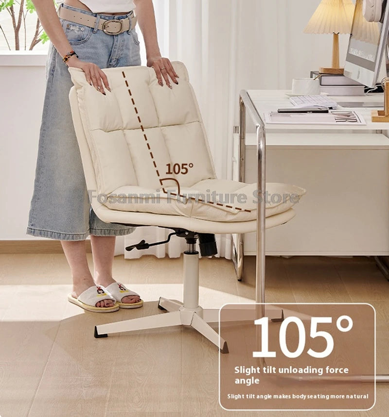 Height Adjustable Faux Leather Vanity Chair Ergonomic Office Home Comfort Swivel Desk Chair Simple Soft Gaming Computer Chairs