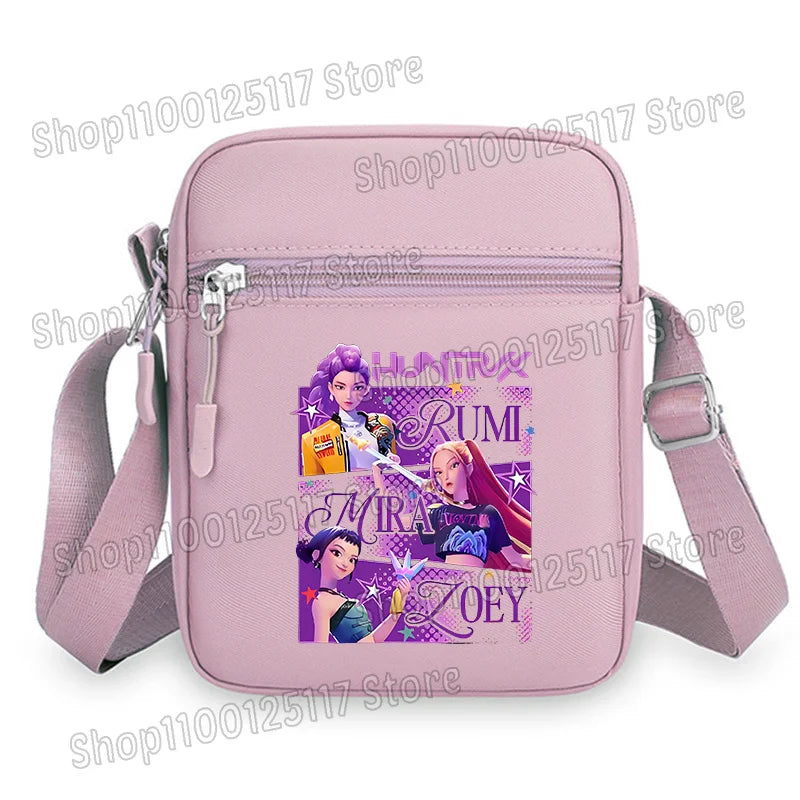 Demon Hunters Kpop Crossbody Bag Women Shoulder Bags Girls Square Bag Mobile Phone Storage Bags Outdoor Anime Printed Handbag