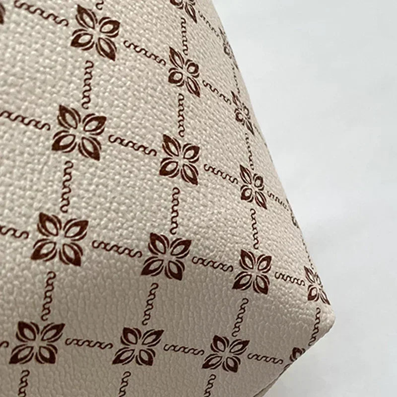 1pcs Fashionable Large Capacity Handbag Texture PU Leather Tote Women Bag with Hanging Accessories Shoulder Bag