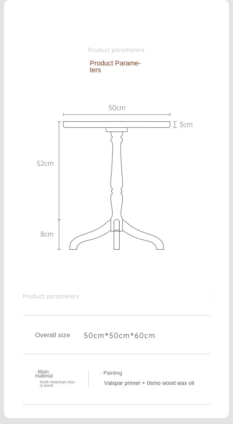 JOYLIVE Clarity Side Japanese Cherry Wood Side A Few Small Apartment Living Room Furniture Sofa Side Shelf Round Small Table New