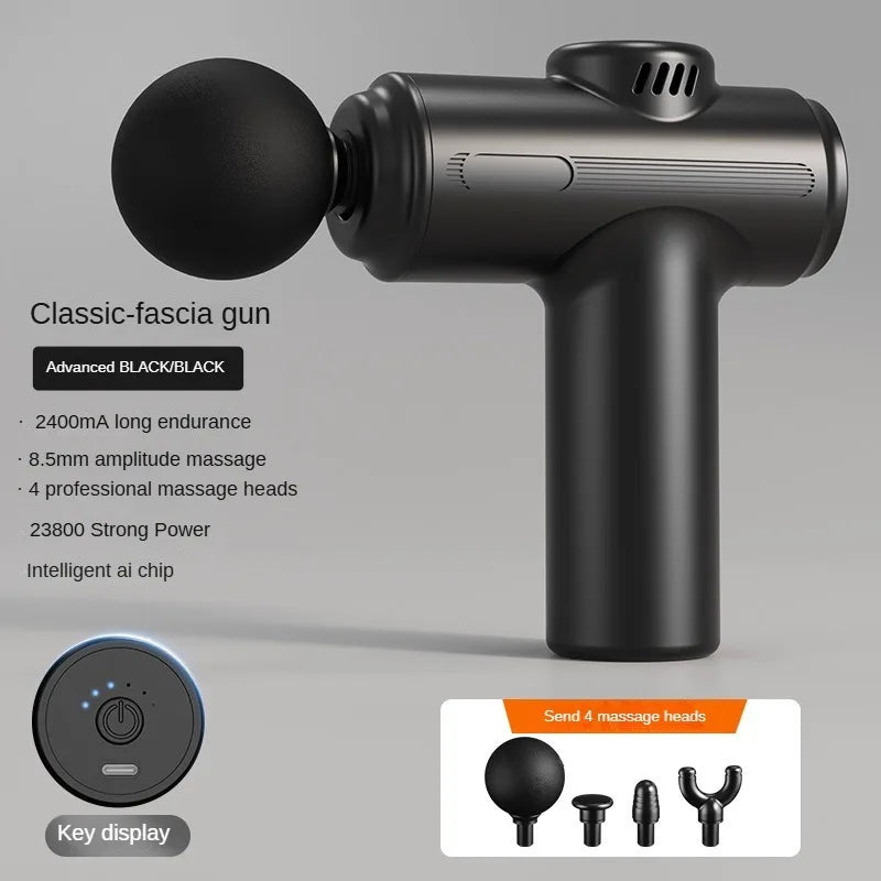 Mini  USB Electric Massage Gun Deep Tissue Facial Massgaer 8 Heads Arms Back Leg Muscle Relaxing For Body Back Arm Sport Fitness