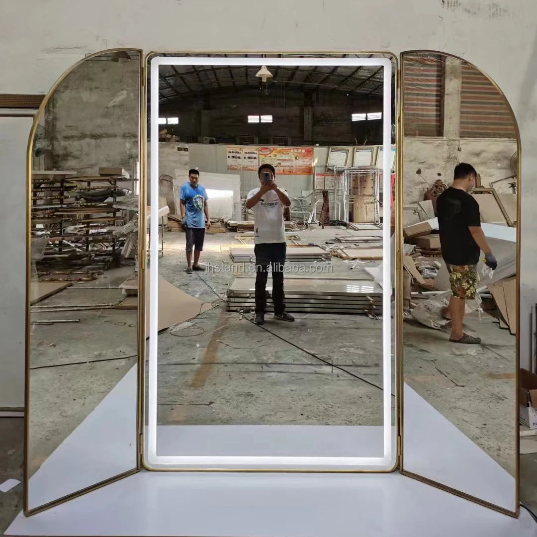 Standing Mirror Luxury Large Floor Mirror Square Round Full Length Mirror for Bridal Shop
