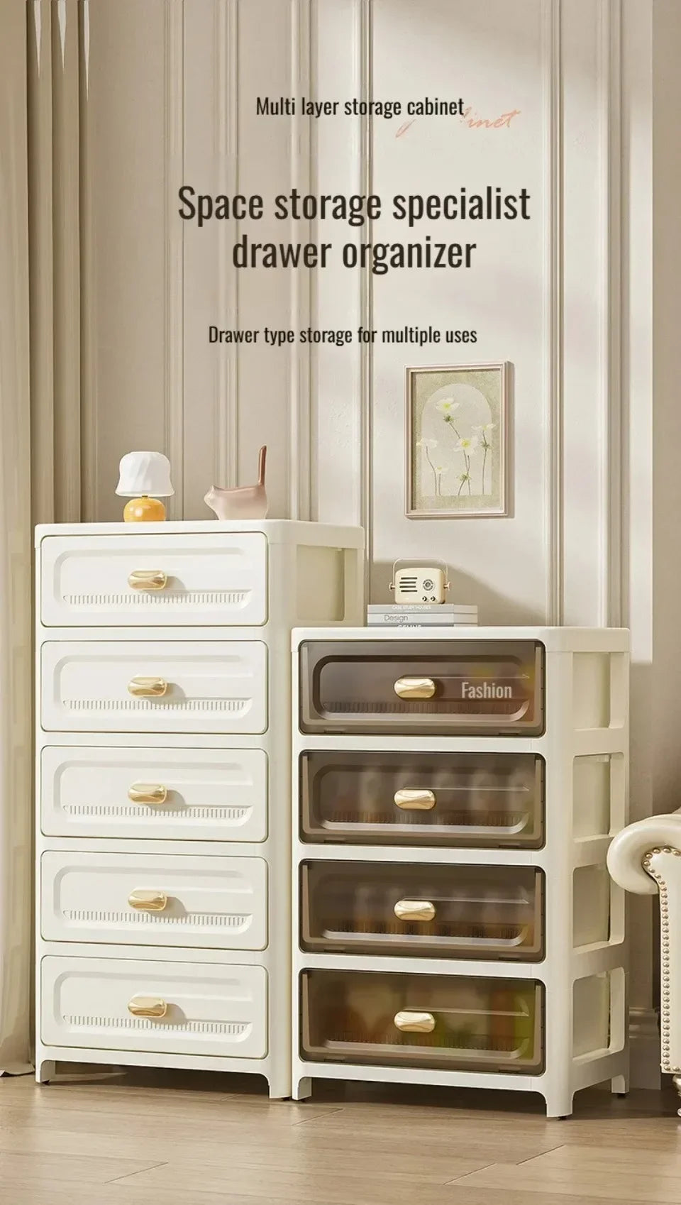 Home Minimalist Storage Cabinet Multi-layer Drawer Style Storage Cabinet Snack Storage Cabinet Home Storage Cabinet with Pulley