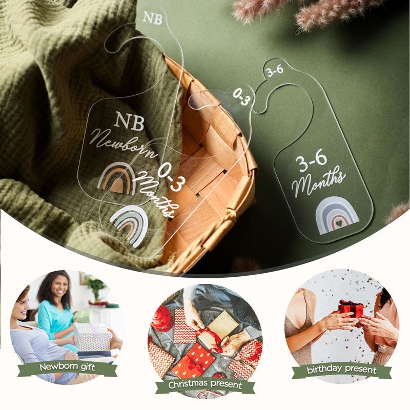 Baby Wooden Dividers Closet Size Wardrobe Separator Star Moon Milestone Cards Months Organizers Kids Photography Accessories