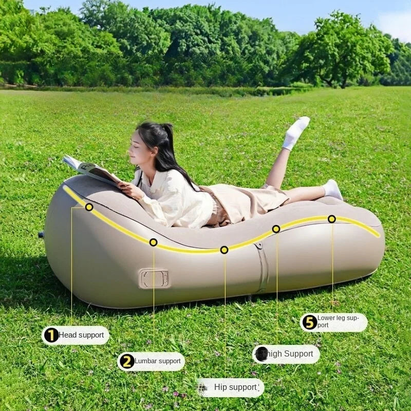 Outdoor Inflatable Sofa USB Rechargeable Portable Air Sofa, Music Festival Nap Camping Fully Automatic Inflatable Lounge Chair