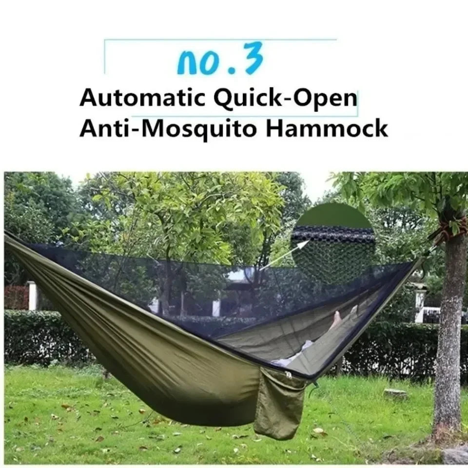 Outdoor Camping Hammock High Strength Parachute Fabric With Mosquito Net Lightweight Hanging Hammocks Hanging Bed Net 250x120cm