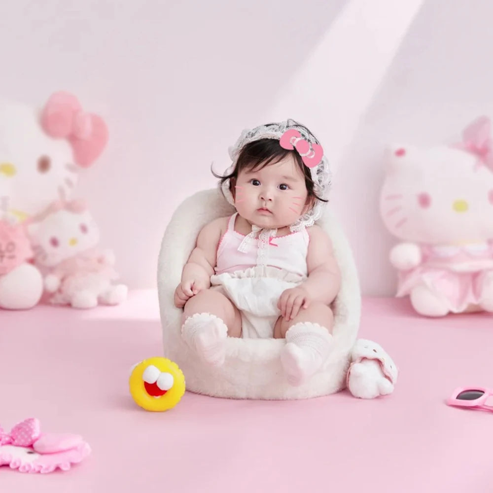 Cute Pink Cartoon Theme 3-4 Month Baby Photography Clothing Kit Kt Cat Doll Studio 100 Days Baby Girl Art Photo Props Accessory