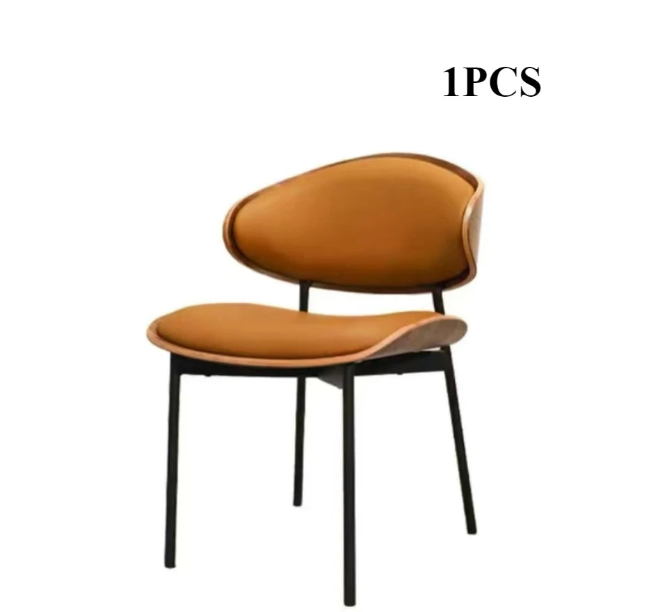 Genuine Leather Dining Chairs Set of 2 or1,Mid Century Modern Chair, Upholstered Kitchen Dining Room ChairsBlack WalnutBendwood.