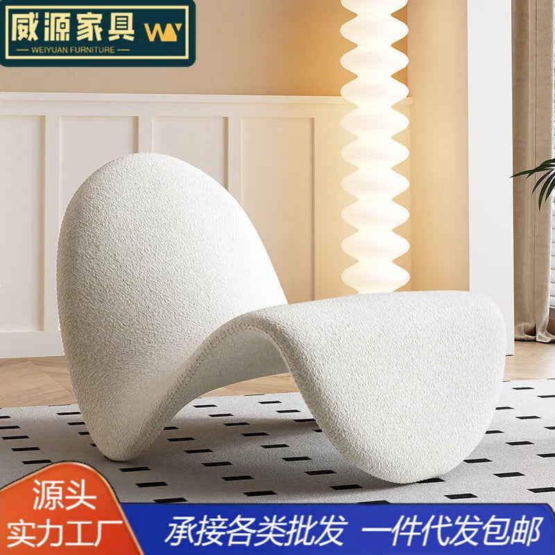 Velvet Italian Minimalist Lazy Sofa Chair Living Room Furniture Modern Minimalist Single Leisure Chair Nordic Lamb Lounge Chair
