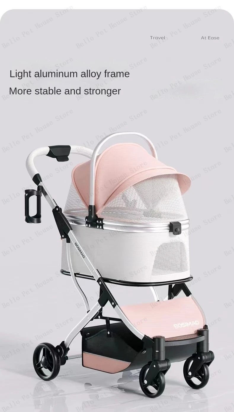 High appearance Pet Stroller Detachable Multifunctional Pet Carrier  Lightweight and Foldable  Portable Pet Stroller Dogs Buggy