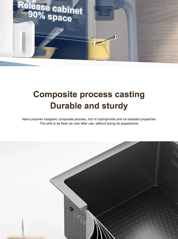 Kitchen Sink Stainless Steel Waterfall Sinks Extra Large Single Slot with Digital Display Faucet Set For kitchen