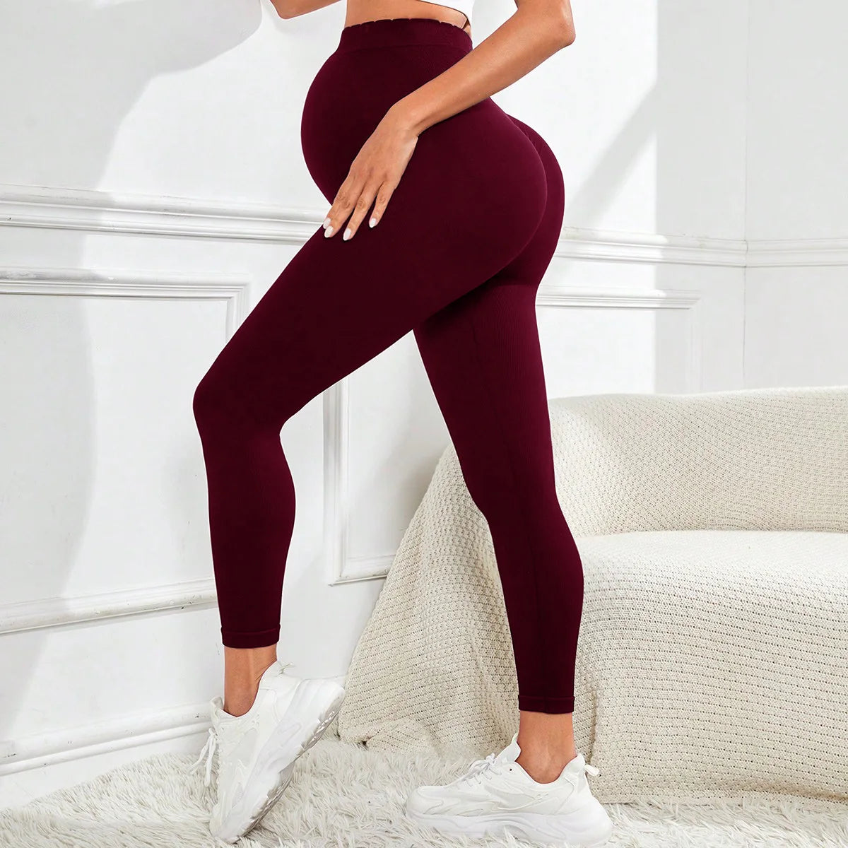 High Waist pregnancy Leggings Maternity clothes for pregnant women Belly Support Knitted Leggins Body  Trousers