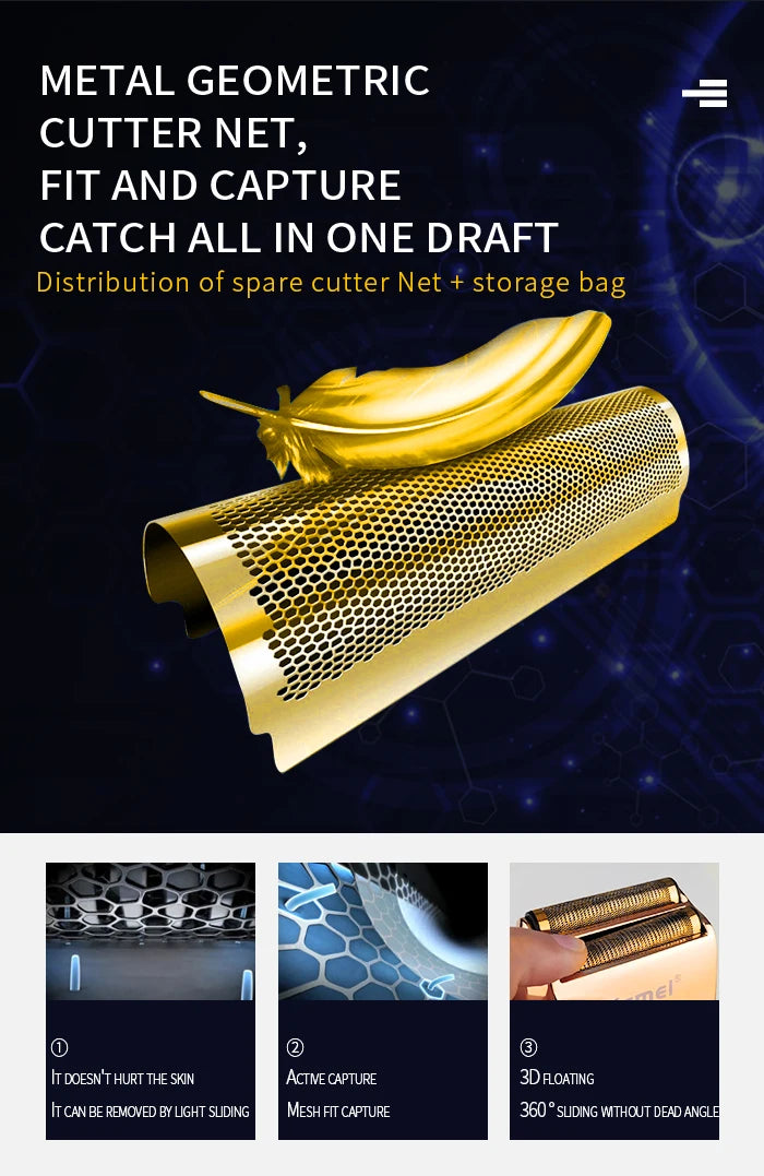 Kemei 2 in 1 Electric Shaver Men Electric Razor Rechargeable Beard Shaver Floating Hair Trimmer Face Care Beard Shaving Machine