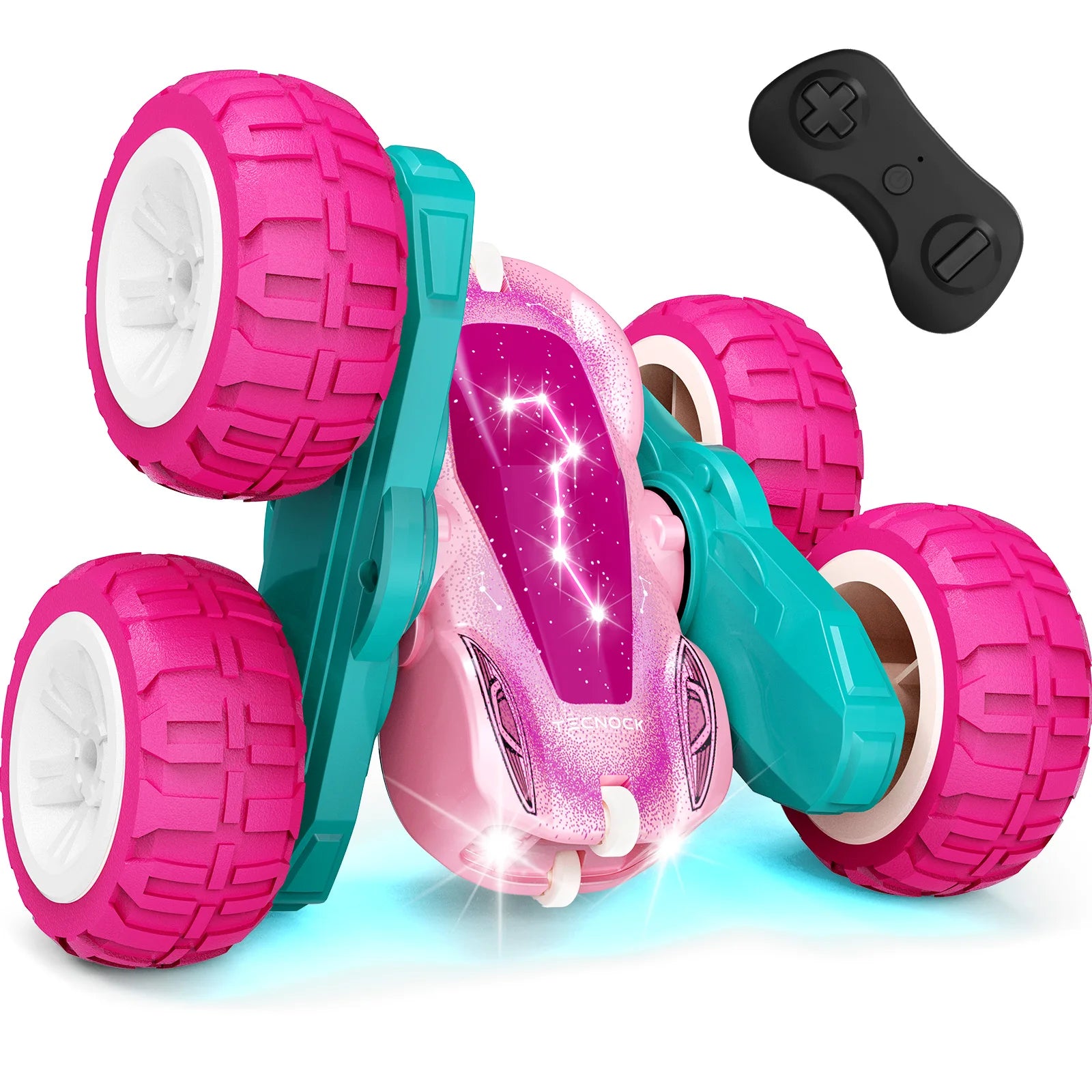 Remote Control Car with Lights, 2.4Ghz RC Car Double Sided 360°Flip RC Stunt Cars,Portable Rechargeable Toy Car for Kids&Adults