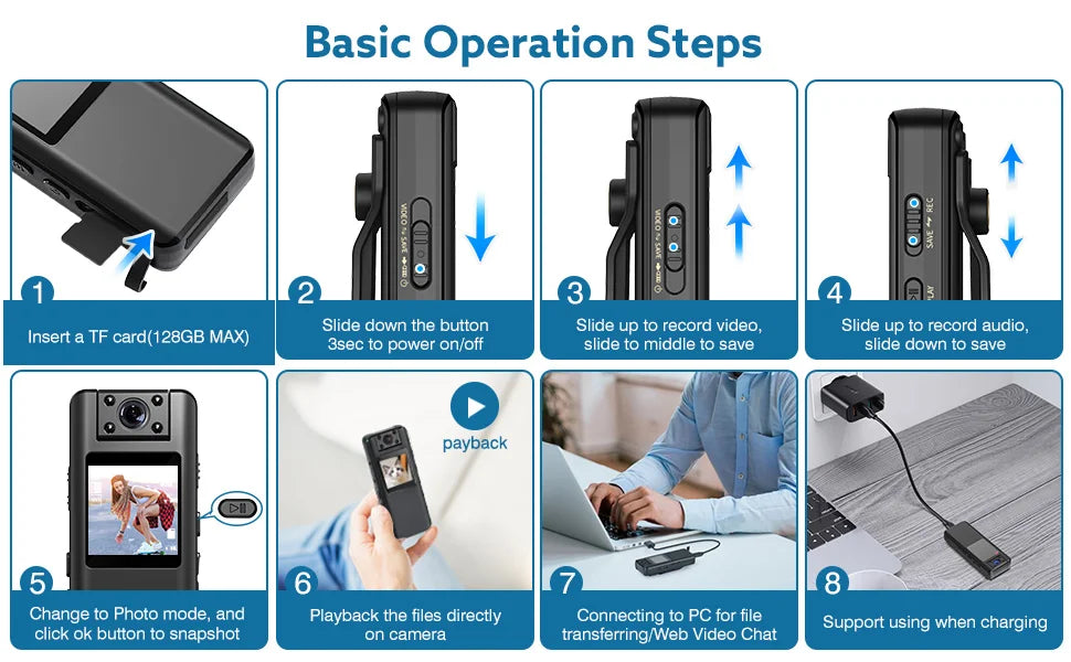 BOBLOV A22  Digital Mini Body Camera 1080P Sports DV HD Screen Magnetic Night Vision Small Camera Nanny Camcorder Police