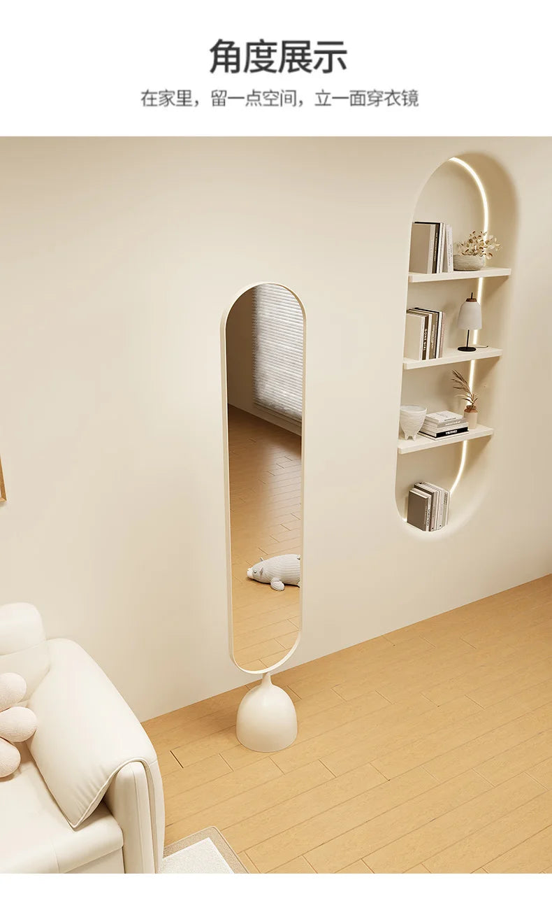 Dressing Mirror Full Body Nordic Household Movable Floor-standing Light Luxury Living Room Rotary Celebrity Explosion Proof Full