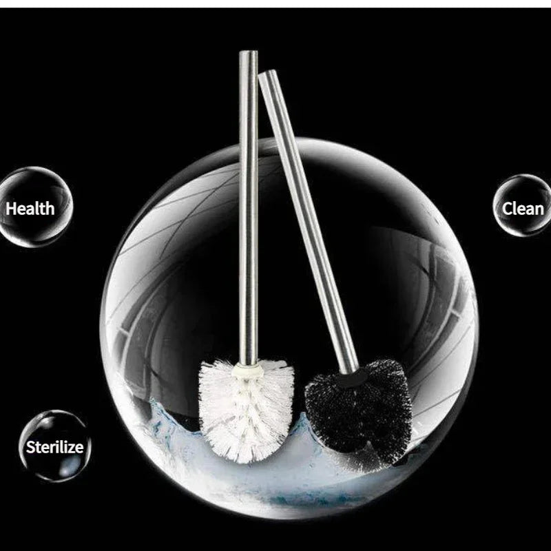 Stainless Steel Handle Japanese Minimalist Toilet Brush 1/2pcs Premium Brush Head Special Bathroom Cleaning Tool