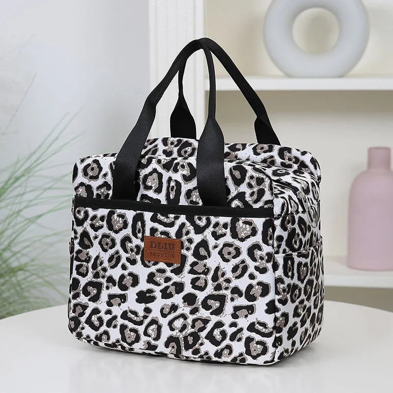 Thickened Nylon Fabric Lunch Bag with Aluminum Foil Inner Large Capacity Portable Lunch Box Storage Bag for Work Picnic Scho