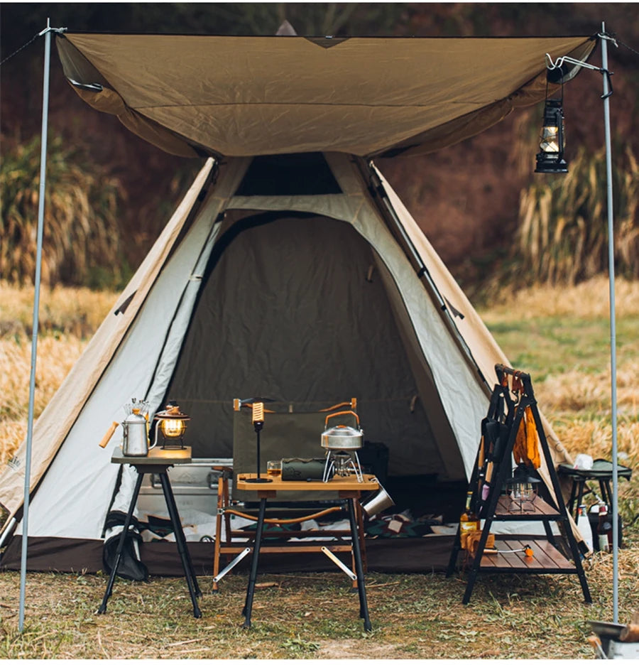 Folding Table for Camping Height Adjustable Outdoor Portable Lightweight with Carry Bag Two-Sides Hanging Cookware Hiking Picnic