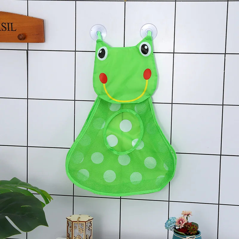 Cartoon Cute Multiple Storage Network Quick Drying Baby Bath Toy Storage Bag Bathroom Bath Bag with Suction Cup Hanging Bag
