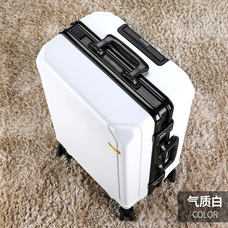 Fashion rolling luggage aluminum frame USB charging trolley suitcase 20/24/26/28 inch students password travel luggage