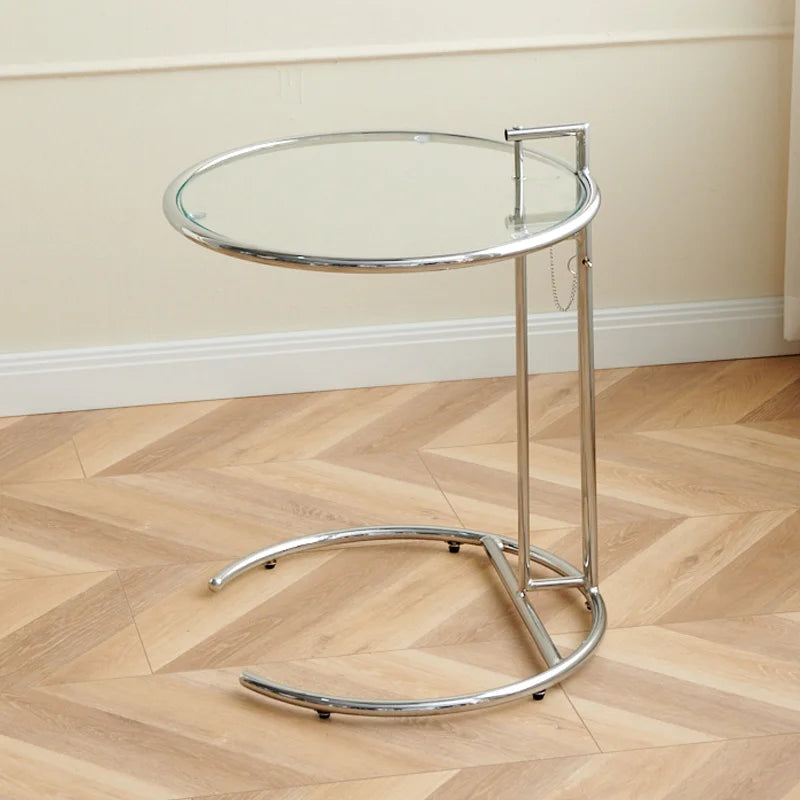 Nordic Glass Coffee Tables Living Room Furniture Side Table Balcony Stainless Steel Lifting Tea Table Transparent Bedside Tables