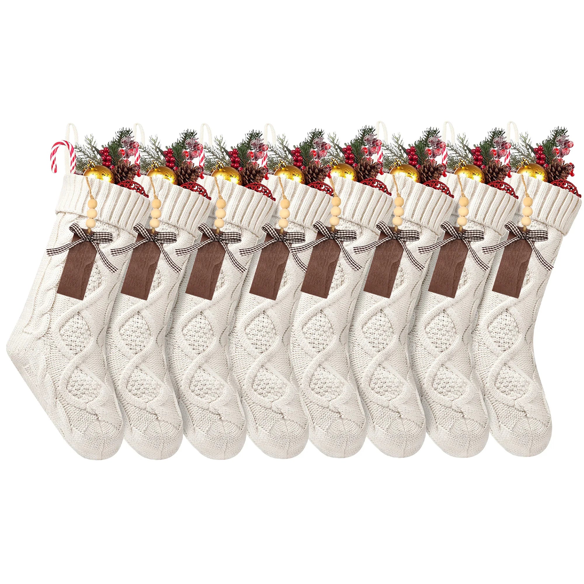 4/6/8PACK Christmas Stockings 18Inches Large Cable Knitted Stocking   Xmas Hanging Stocking Decorations with Name Tags