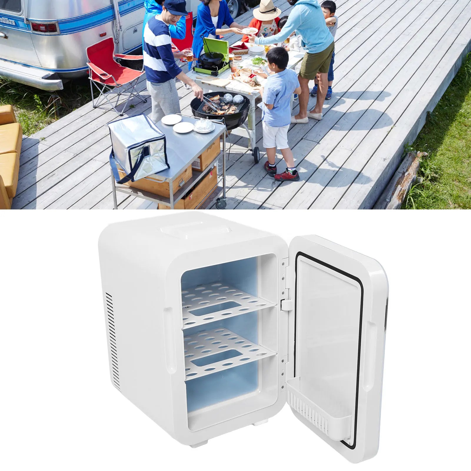 12L Small Fridge Multifunction Efficient Dual Core Digital Display Silent Portable Refrigerator for Bedroom Car Dorm Office